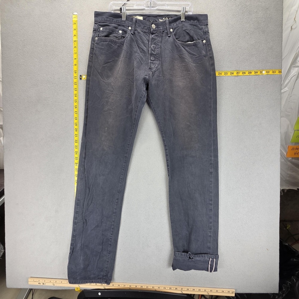 Gap Jeans Mens 36x36 Gray Selvedge Slim Fit Button Fly Charcoal Wash Denim
